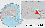 Gray Location Map of East, within the entire country