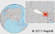 Gray Location Map of East, highlighted country, within the entire country
