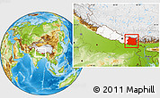 Physical Location Map of East, highlighted country, within the entire country