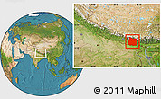 Satellite Location Map of East, within the entire country