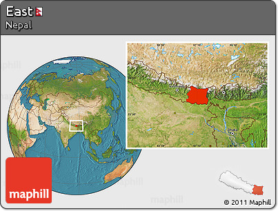Satellite Location Map of East