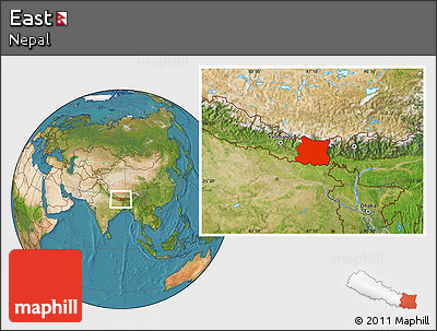 Satellite Location Map of East