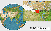 Satellite Location Map of East, highlighted country