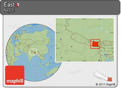 Savanna Style Location Map of East, within the entire country