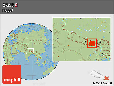 Savanna Style Location Map of East, within the entire country
