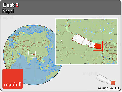 Savanna Style Location Map of East, highlighted country, within the entire country