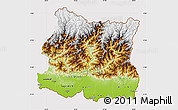Physical Map of East, cropped outside