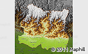 Physical Map of East, darken