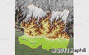 Physical Map of East, darken, semi-desaturated
