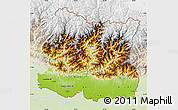 Physical Map of East, lighten