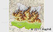 Physical Map of East, shaded relief outside
