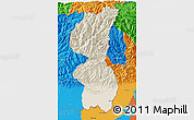 Shaded Relief 3D Map of Mechi, political outside