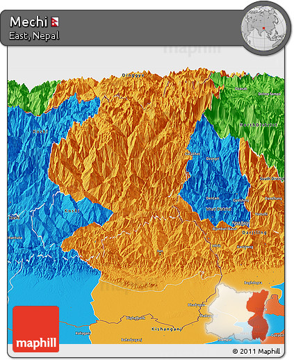 Political Panoramic Map of Mechi