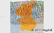 Political Panoramic Map of Mechi, lighten, semi-desaturated