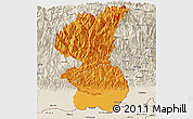Political Panoramic Map of Mechi, shaded relief outside
