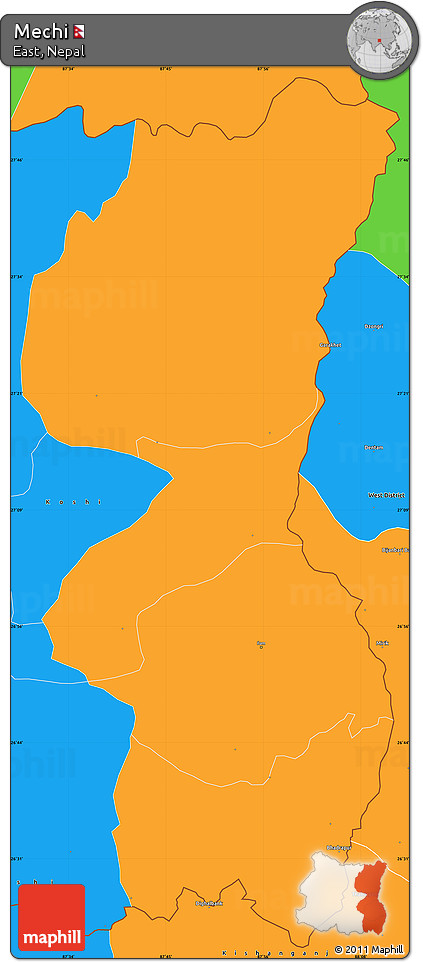 Political Simple Map of Mechi