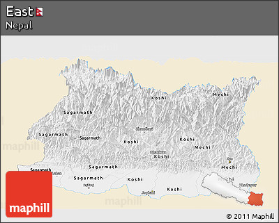 Classic Style Panoramic Map of East, single color outside
