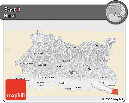 Classic Style Panoramic Map of East, single color outside