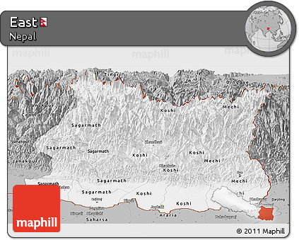 Gray Panoramic Map of East