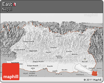 Gray Panoramic Map of East