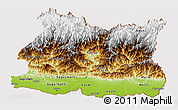 Physical Panoramic Map of East, cropped outside