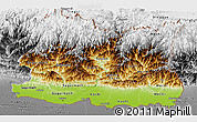 Physical Panoramic Map of East, desaturated