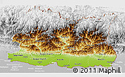 Physical Panoramic Map of East, lighten, desaturated