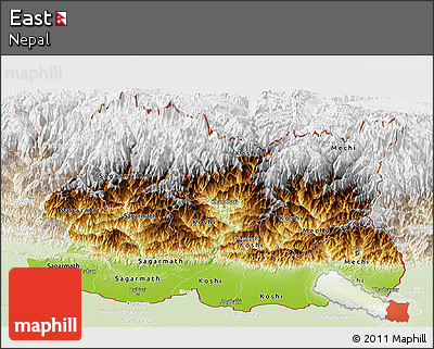 Physical Panoramic Map of East, lighten