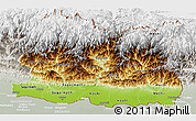 Physical Panoramic Map of East, lighten, semi-desaturated