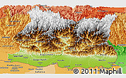 Physical Panoramic Map of East, political shades outside