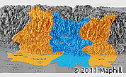 Political Panoramic Map of East, desaturated