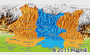 Political Panoramic Map of East, physical outside