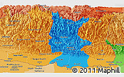Political Panoramic Map of East, political shades outside