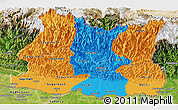 Political Panoramic Map of East, satellite outside