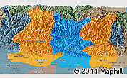 Political Panoramic Map of East, semi-desaturated