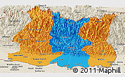Political Panoramic Map of East, shaded relief outside