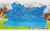 Political Shades Panoramic Map of East, physical outside