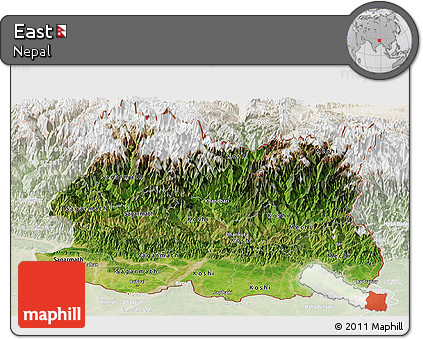 Satellite Panoramic Map of East, lighten