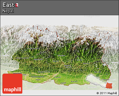 Satellite Panoramic Map of East, lighten