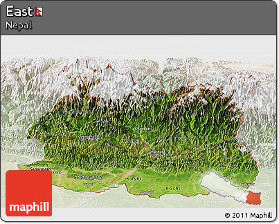 Satellite Panoramic Map of East, lighten