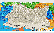 Shaded Relief Panoramic Map of East, political outside