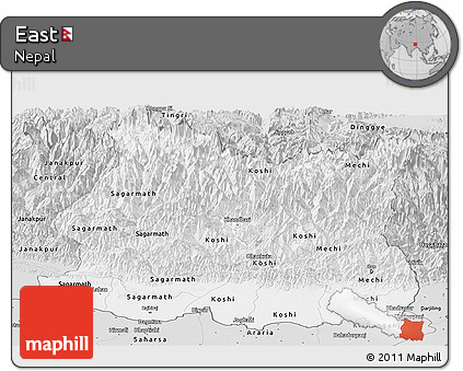Silver Style Panoramic Map of East