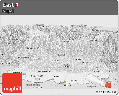 Silver Style Panoramic Map of East