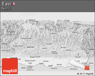 Silver Style Panoramic Map of East