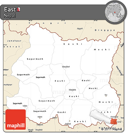 Classic Style Simple Map of East