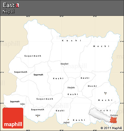 Classic Style Simple Map of East, single color outside