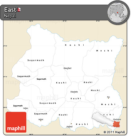 Classic Style Simple Map of East, single color outside