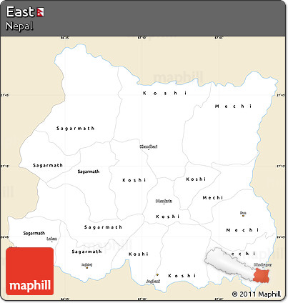 Classic Style Simple Map of East, single color outside