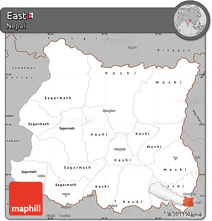 Gray Simple Map of East