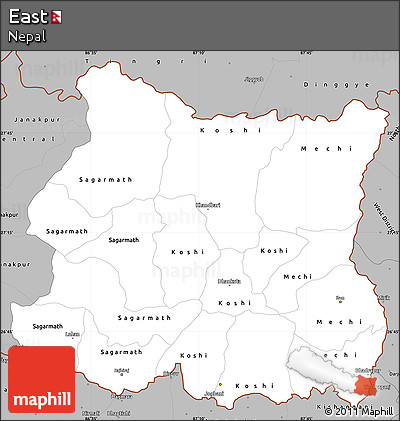 Gray Simple Map of East